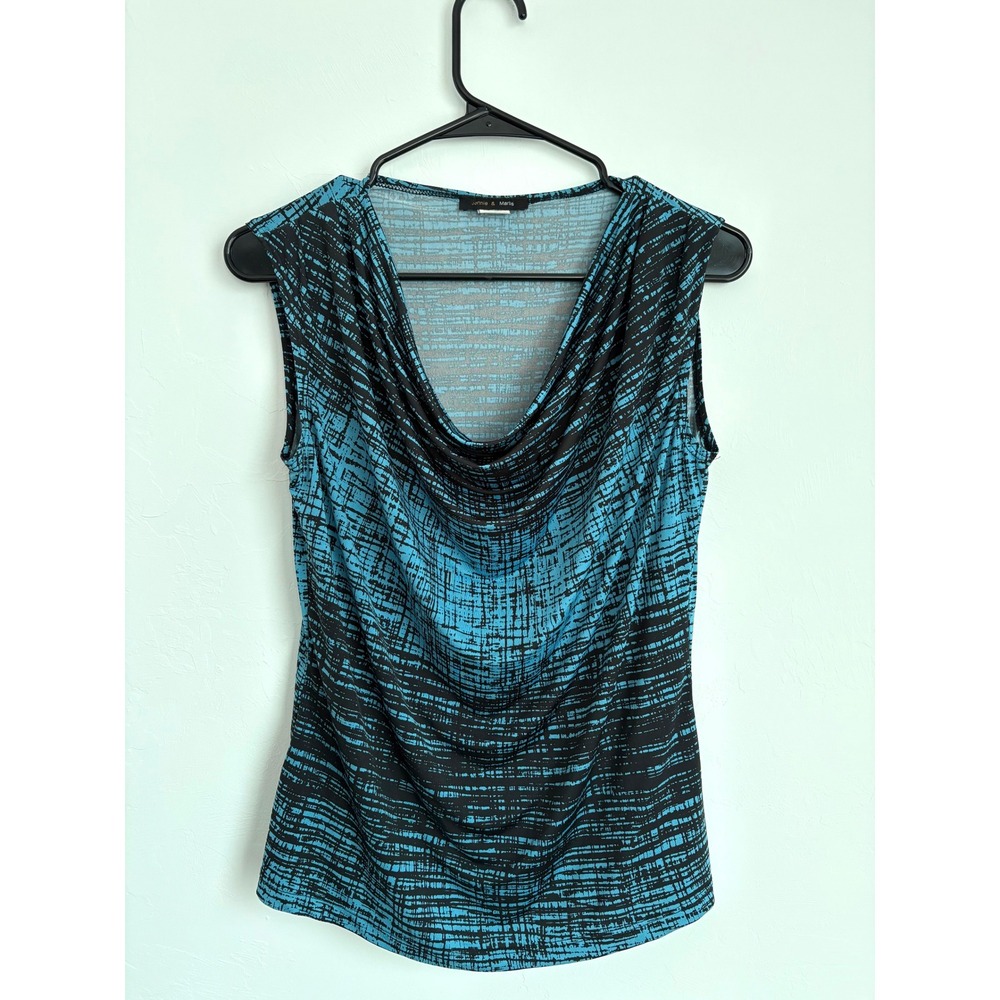 Jennie & Marlis Cowl Neck Abstract Blouse Y2K Career Office Going Out Girly Work